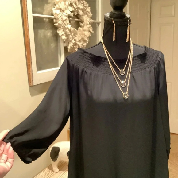 #153 Gorgeous Chicos Black Lace Bottom Tunic W/ Necklace and Earrings Set SzMed - Picture 5 of 10